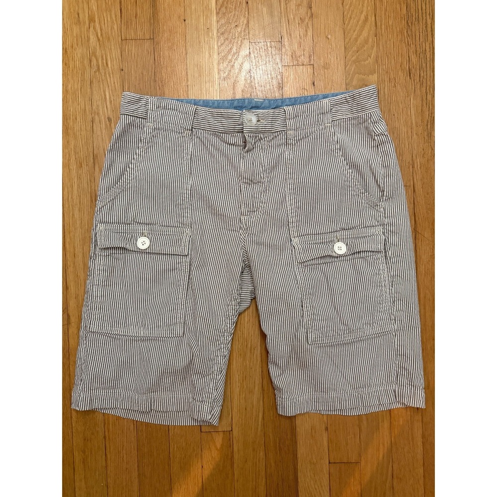 Vince Seersucker Cargo Shorts Mens 32 Gray White Stripe Utility Coastal